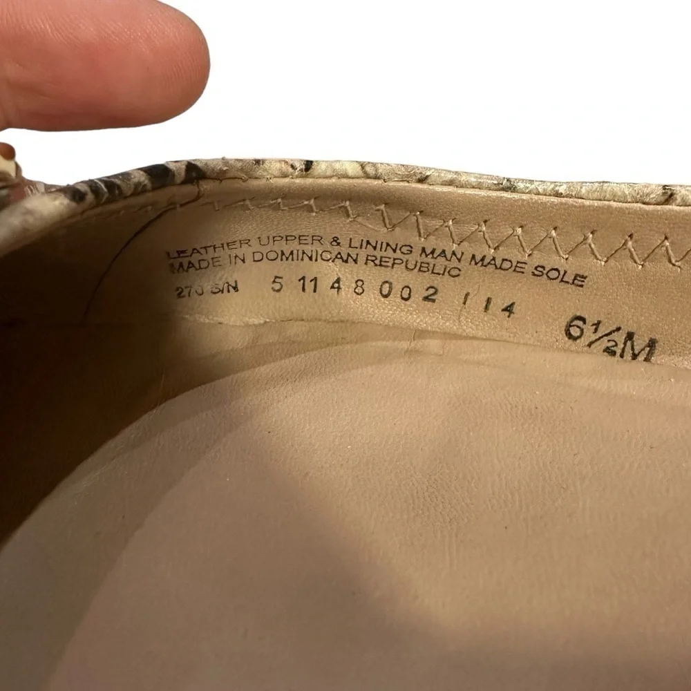 Tory Burch Brown Cream Leather Roccio Python Reva Ballet Flats Goldtone Logo